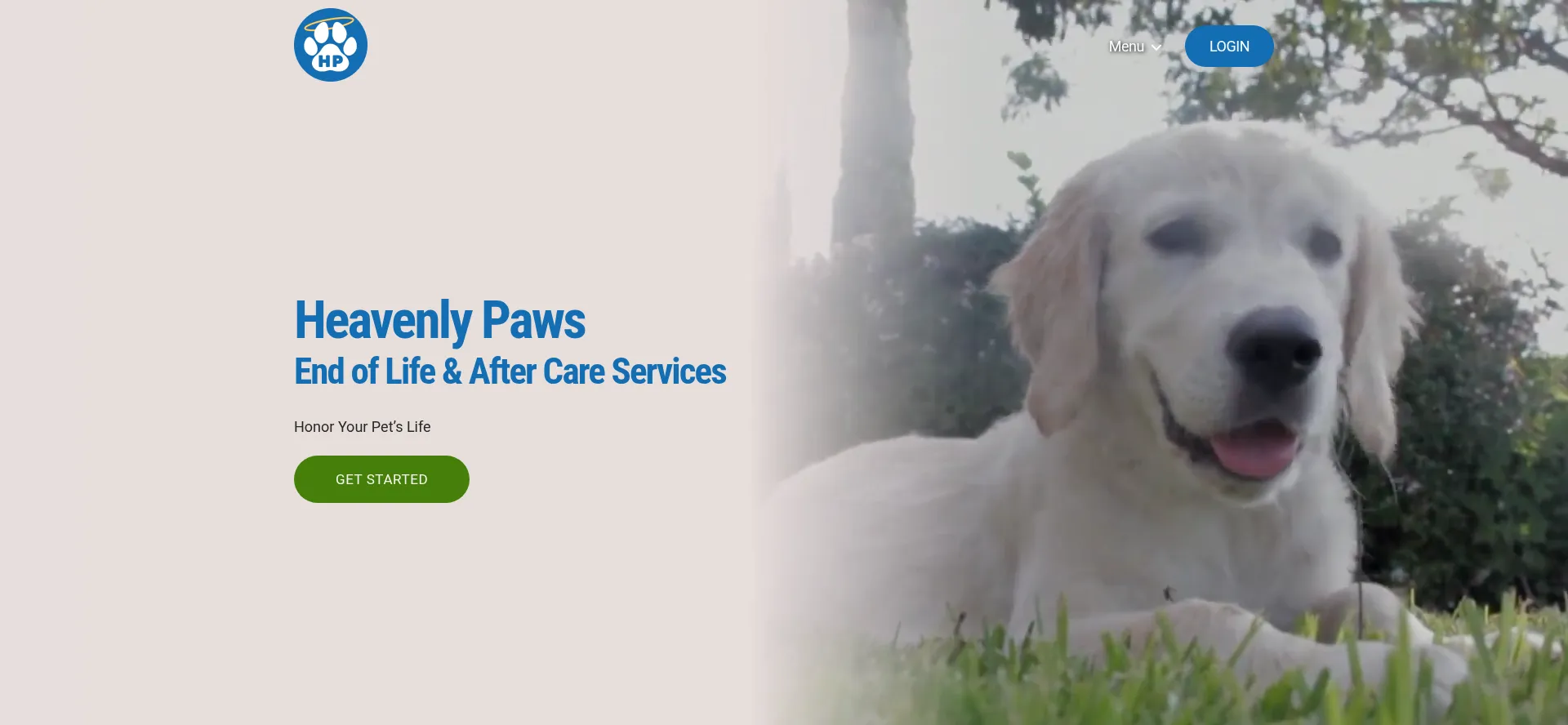 Website screenshot of Heavenlypaws.com