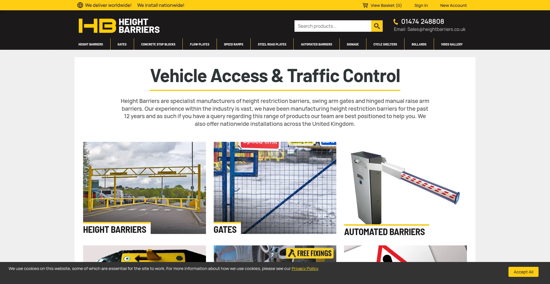 Website screenshot of Heightbarriers.co.uk