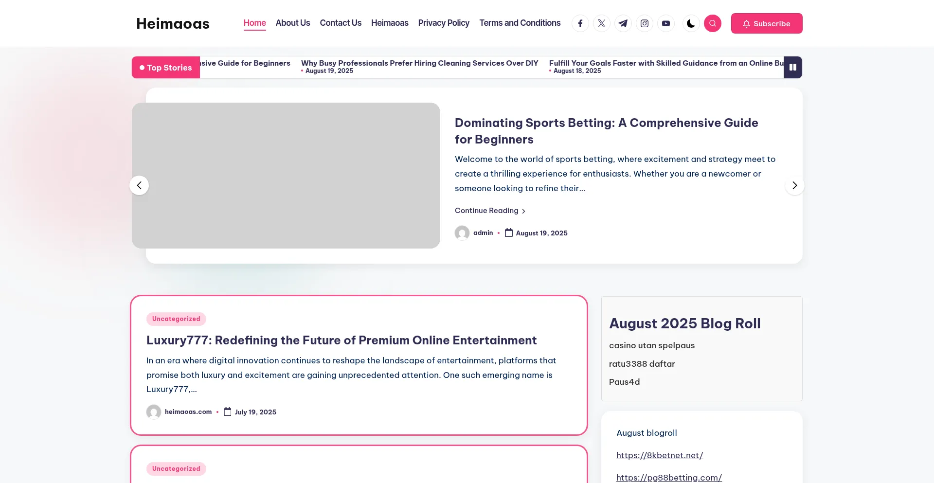 Website screenshot of Heimaoas.com