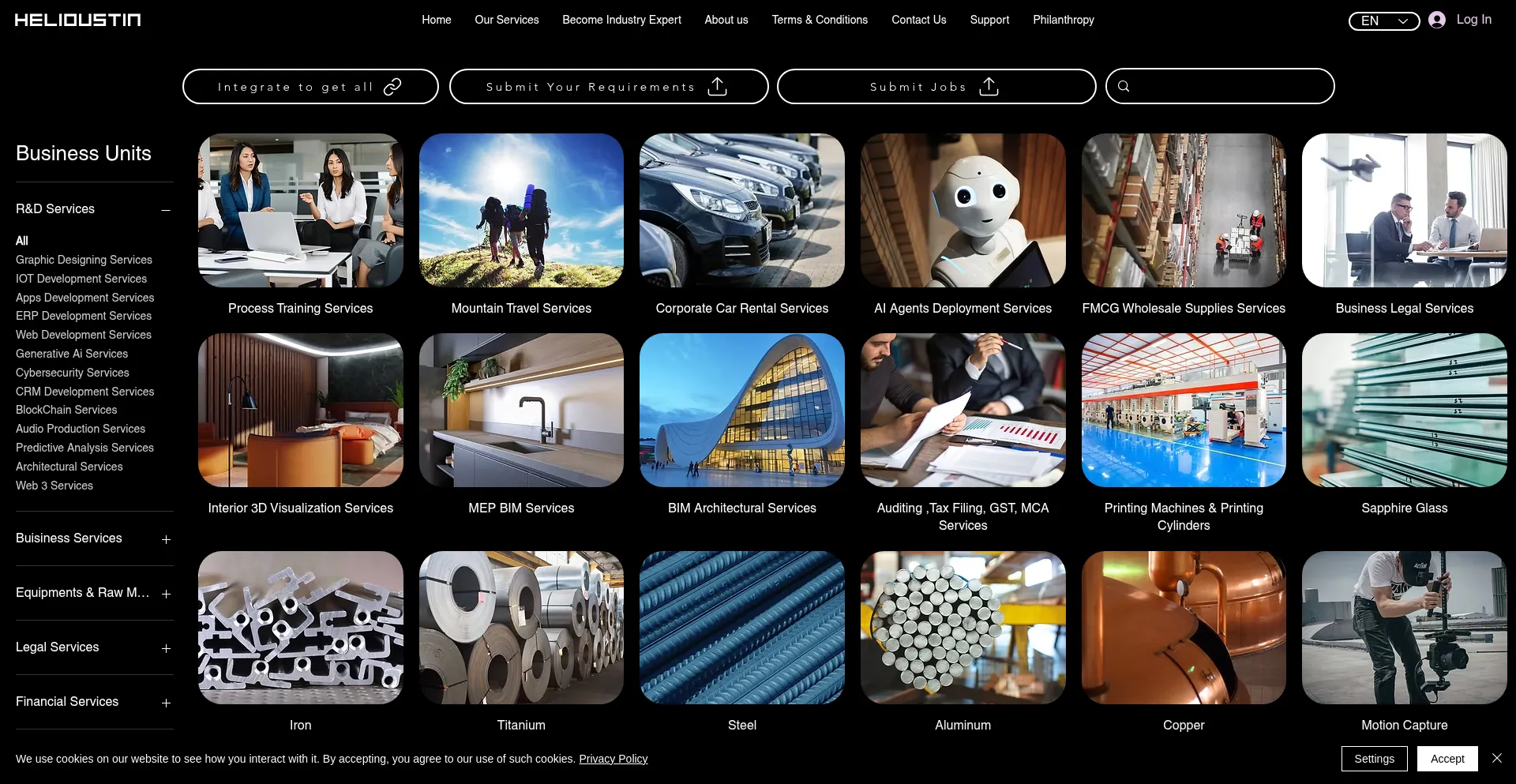 Website screenshot of Helioustin.com