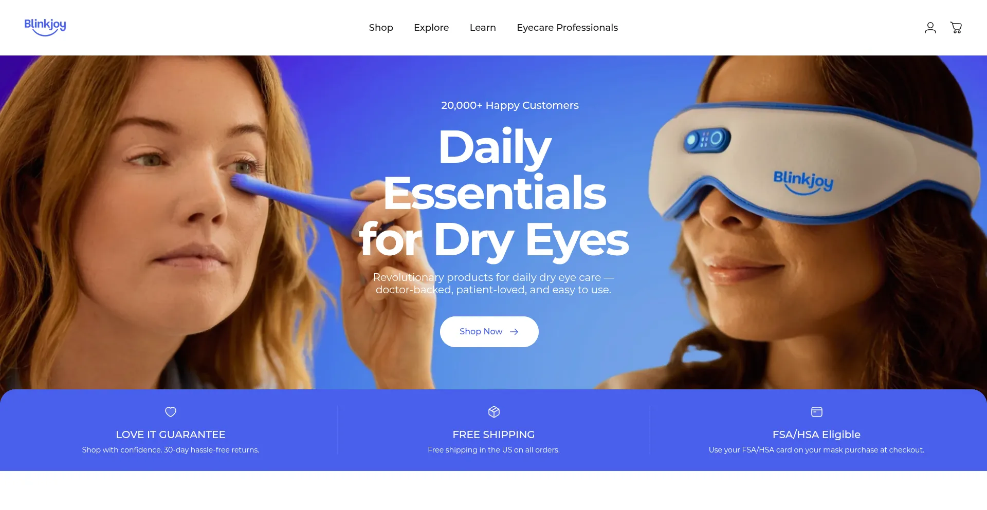 Website screenshot of Helloblinkjoy.com