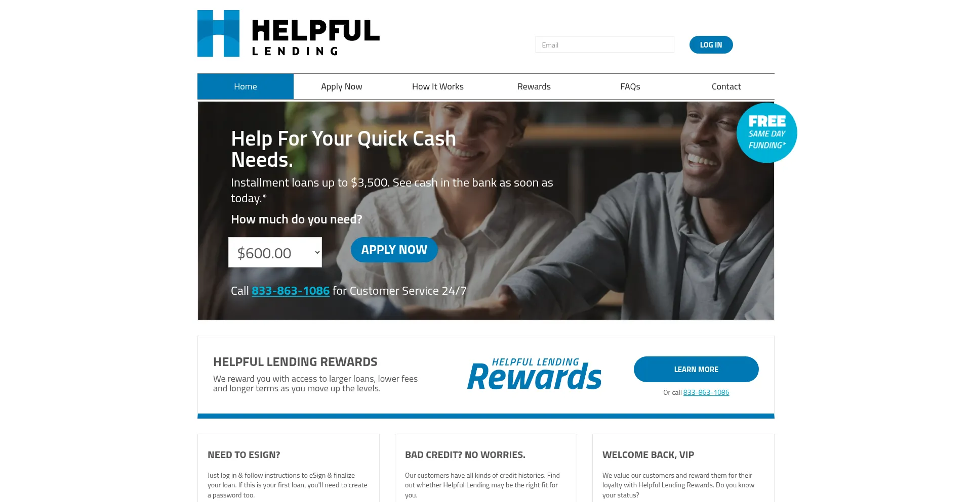 Website screenshot of Helpfullending.net