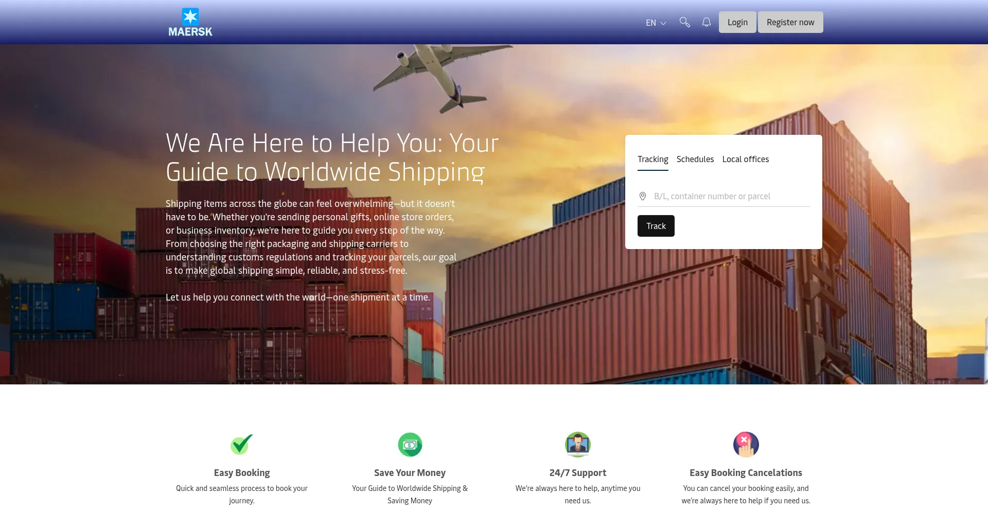 Website screenshot of Helpingcargo.com