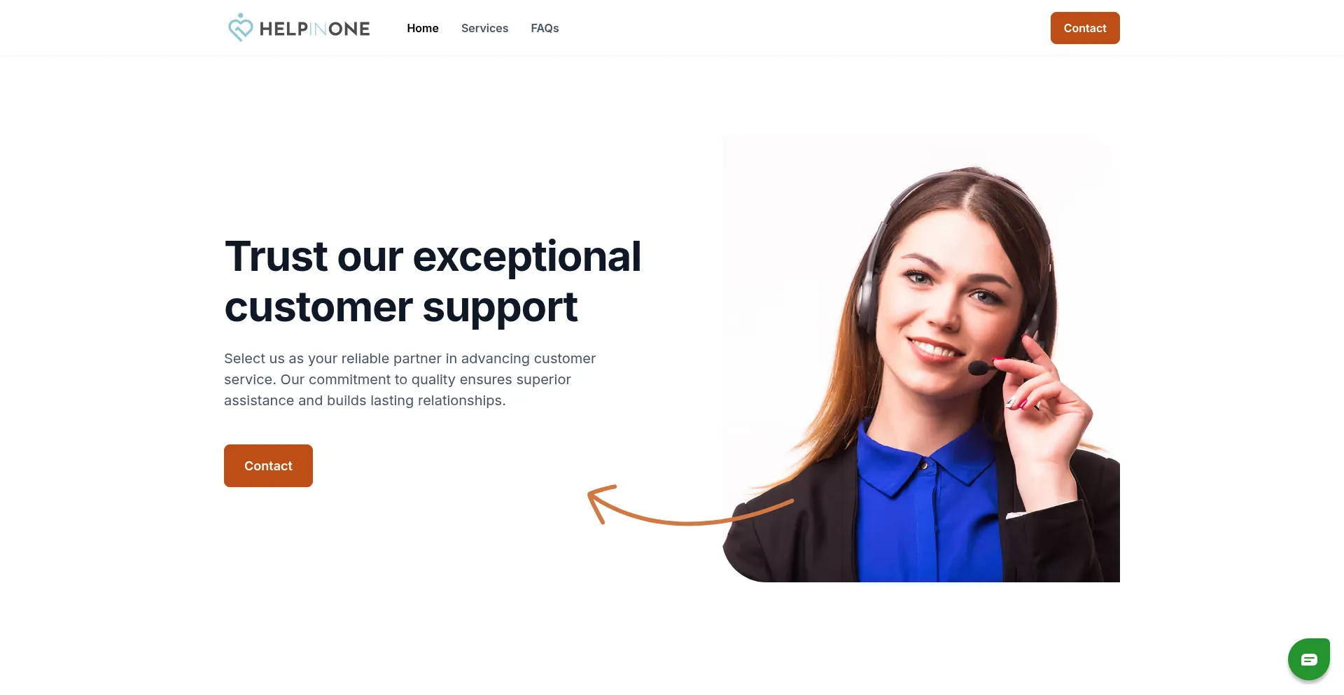 Website screenshot of Helpinone.com