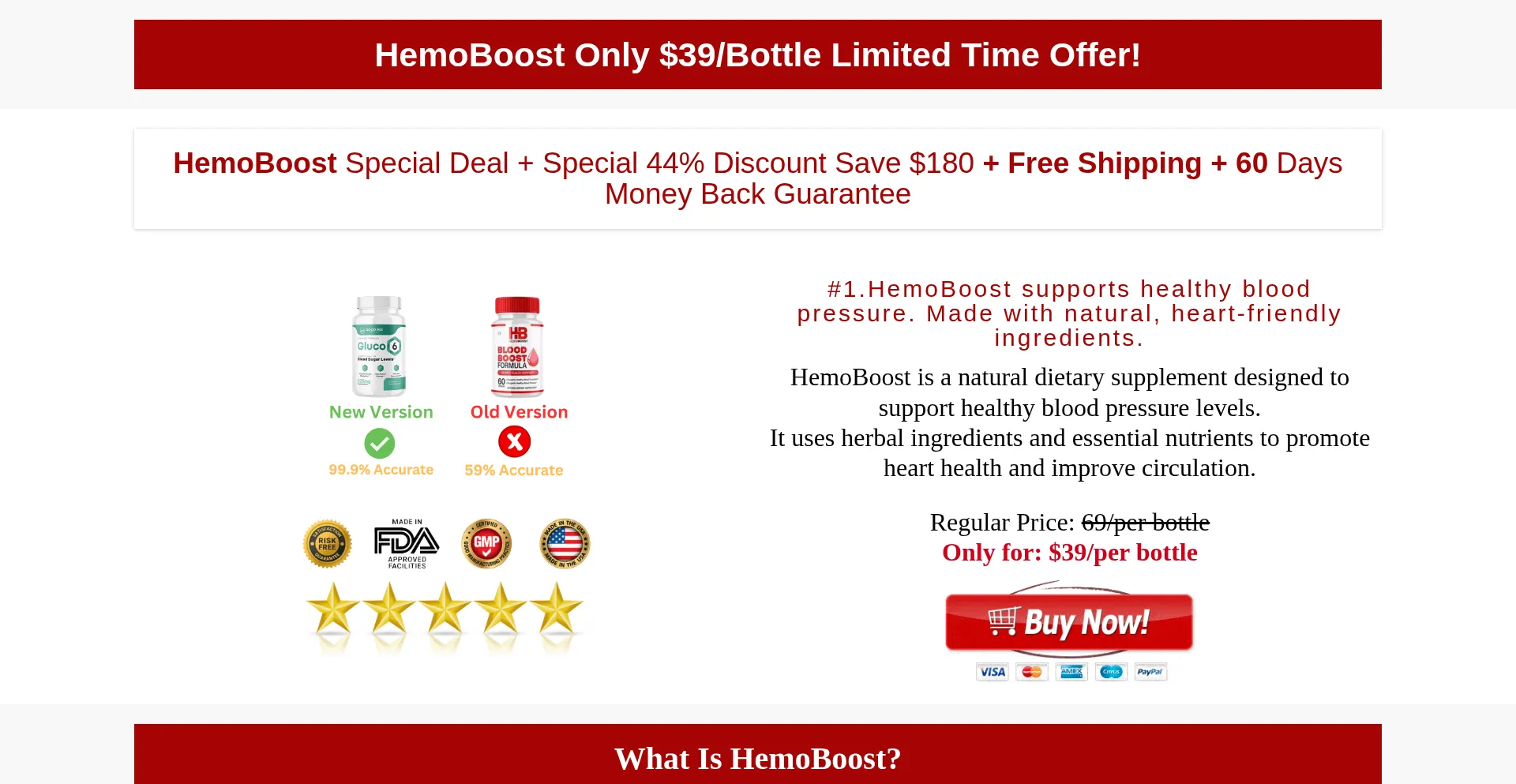 Website screenshot of Hemoboost.us