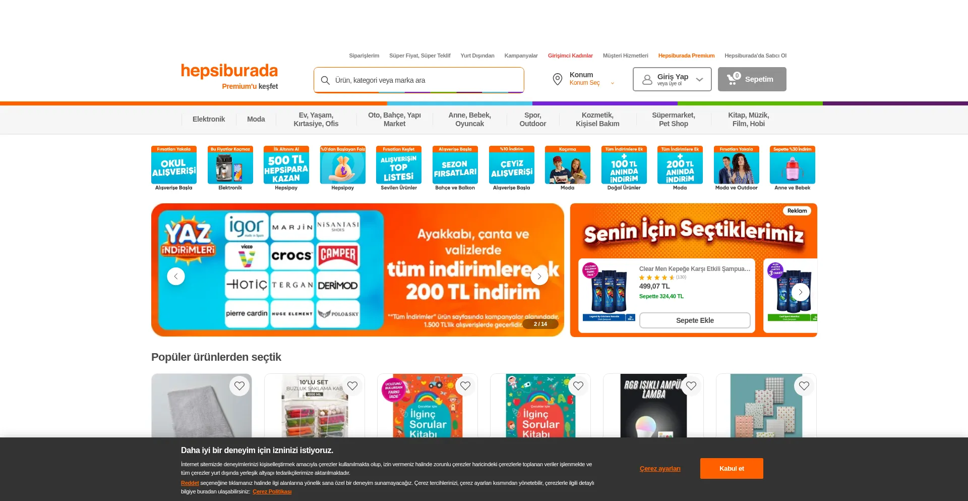 Website screenshot of Hepsiburada.com
