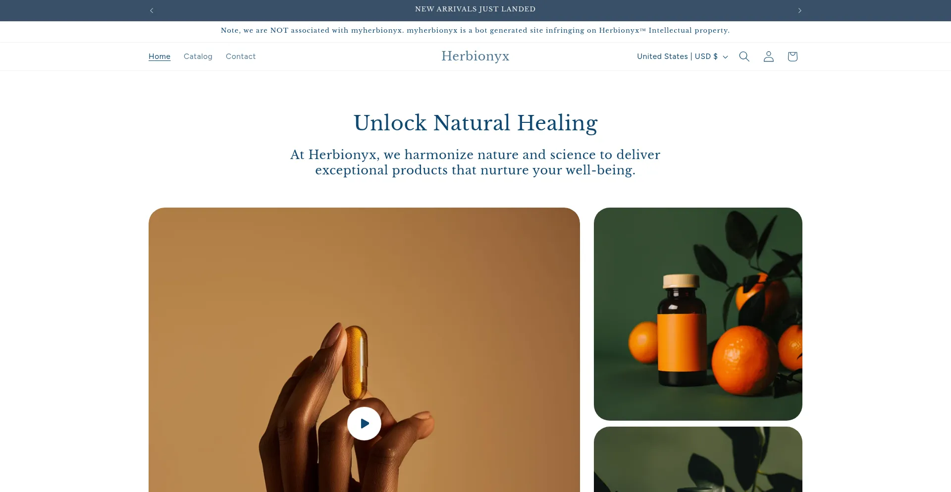 Website screenshot of Herbionyx.com