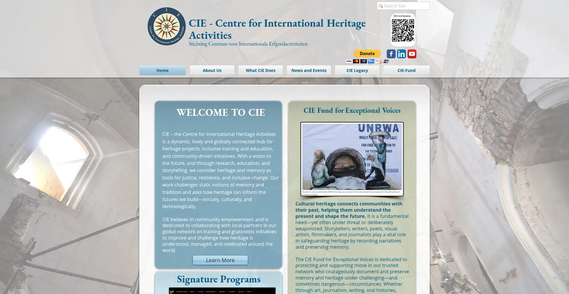 Website screenshot of Heritage-activities.org