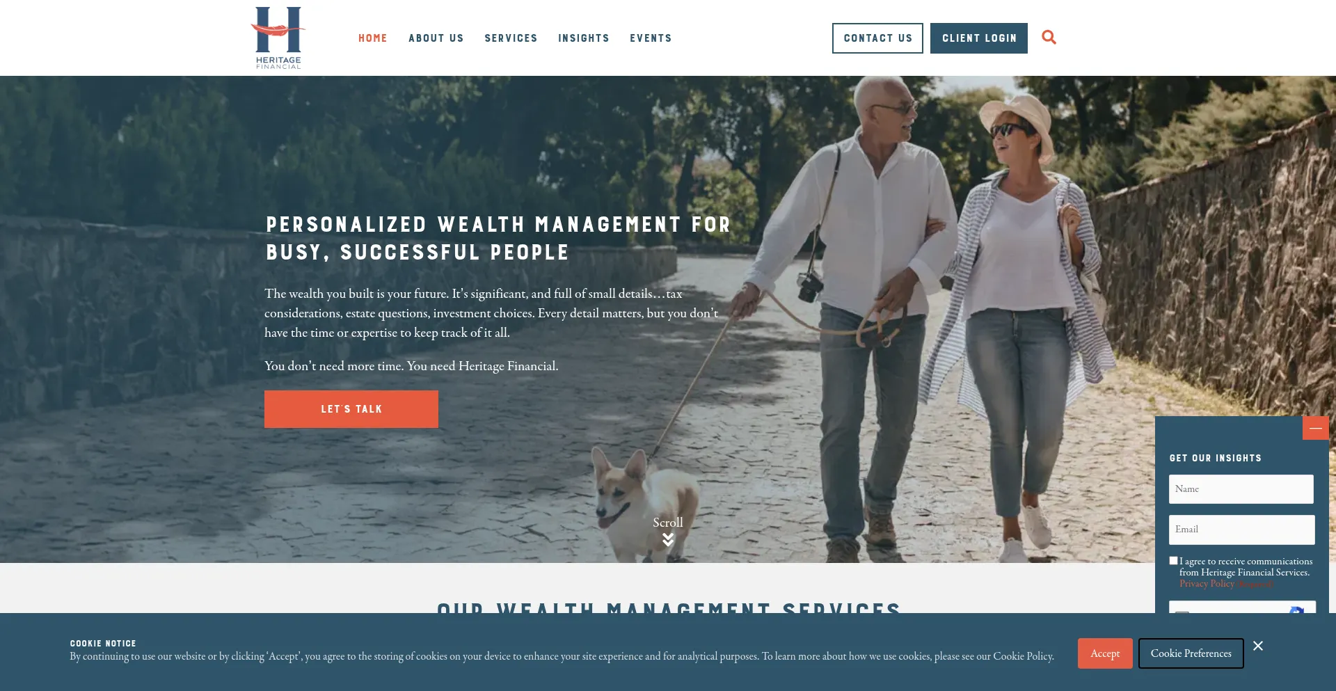 Website screenshot of Heritagefinancial.net