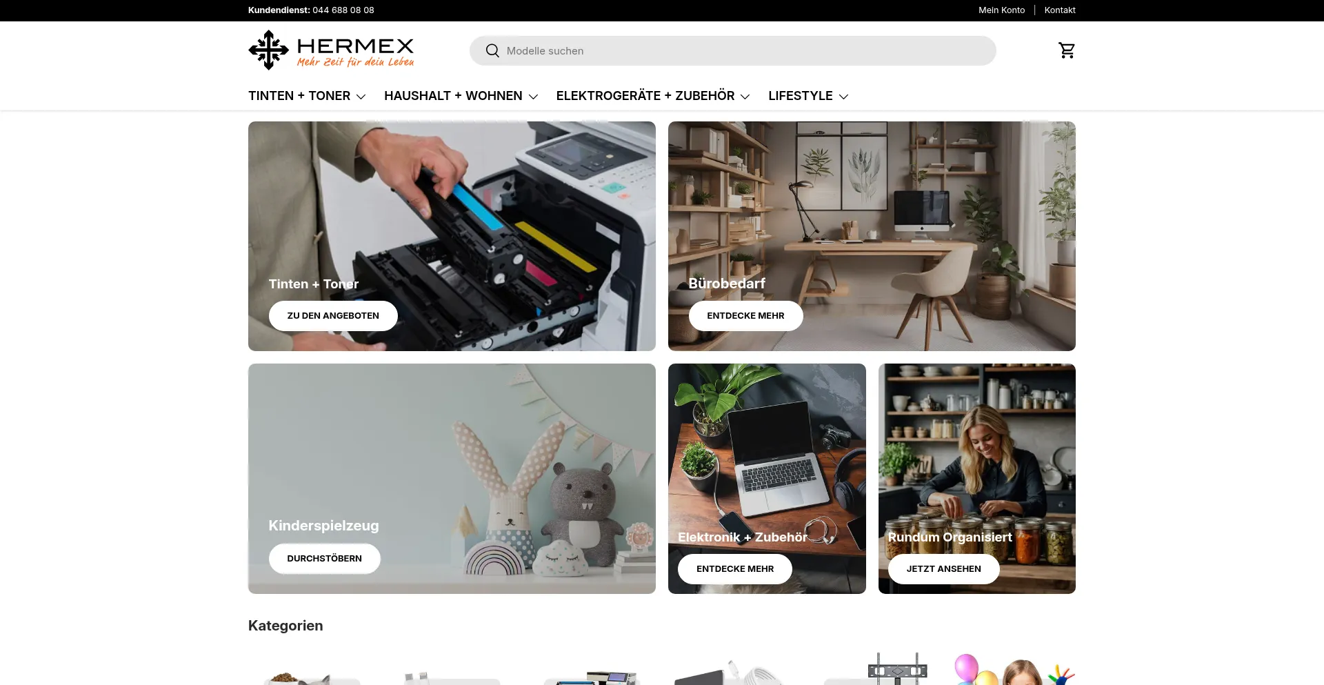 Website screenshot of Hermex.ch