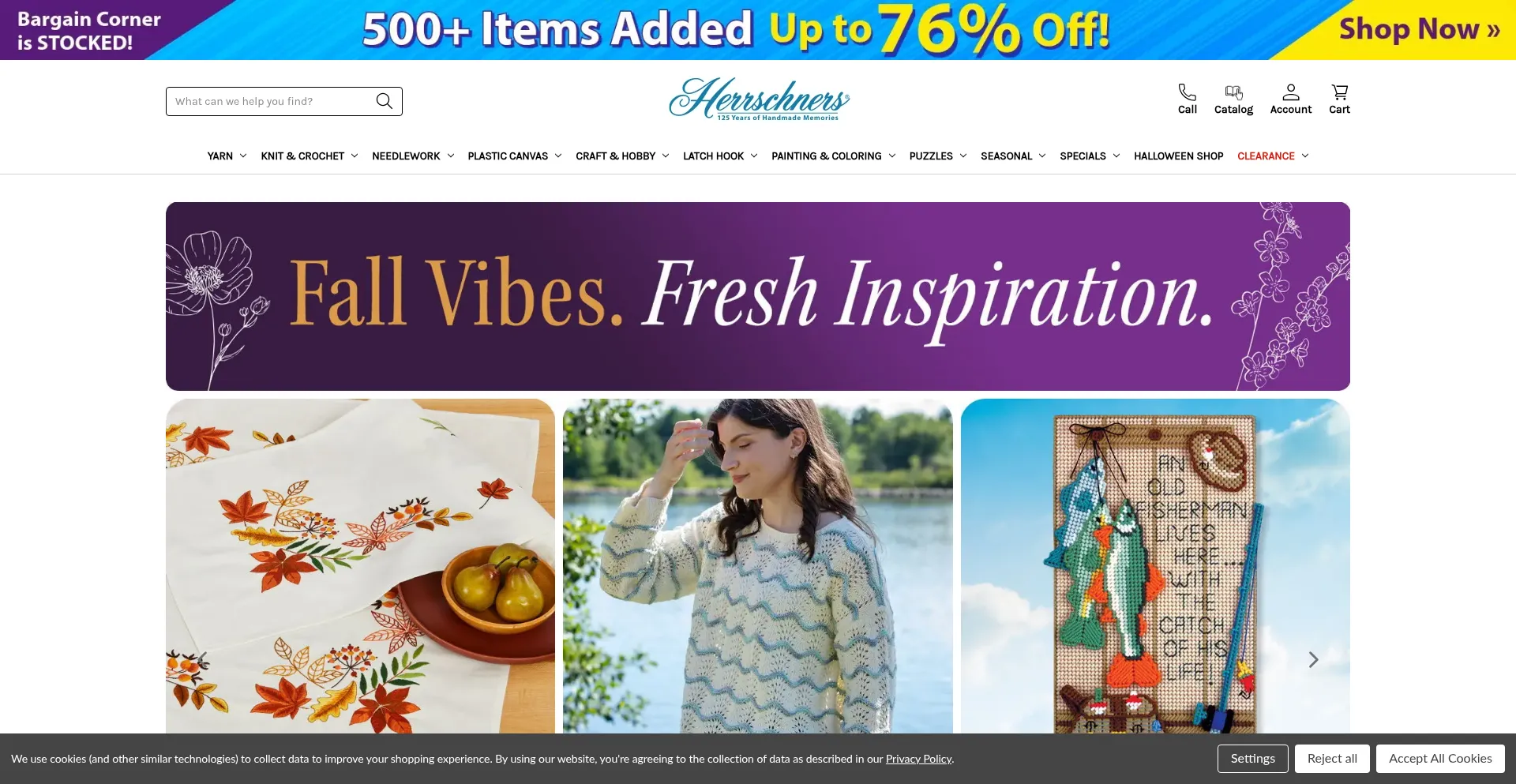 Website screenshot of Herrschners.com