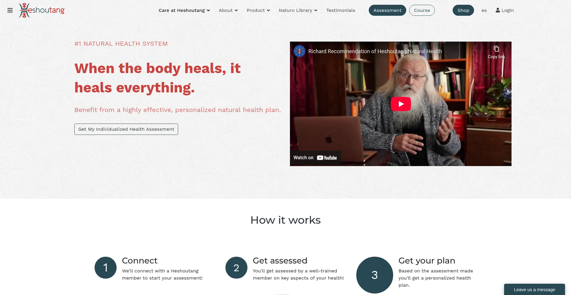 Website screenshot of Heshoutang.com