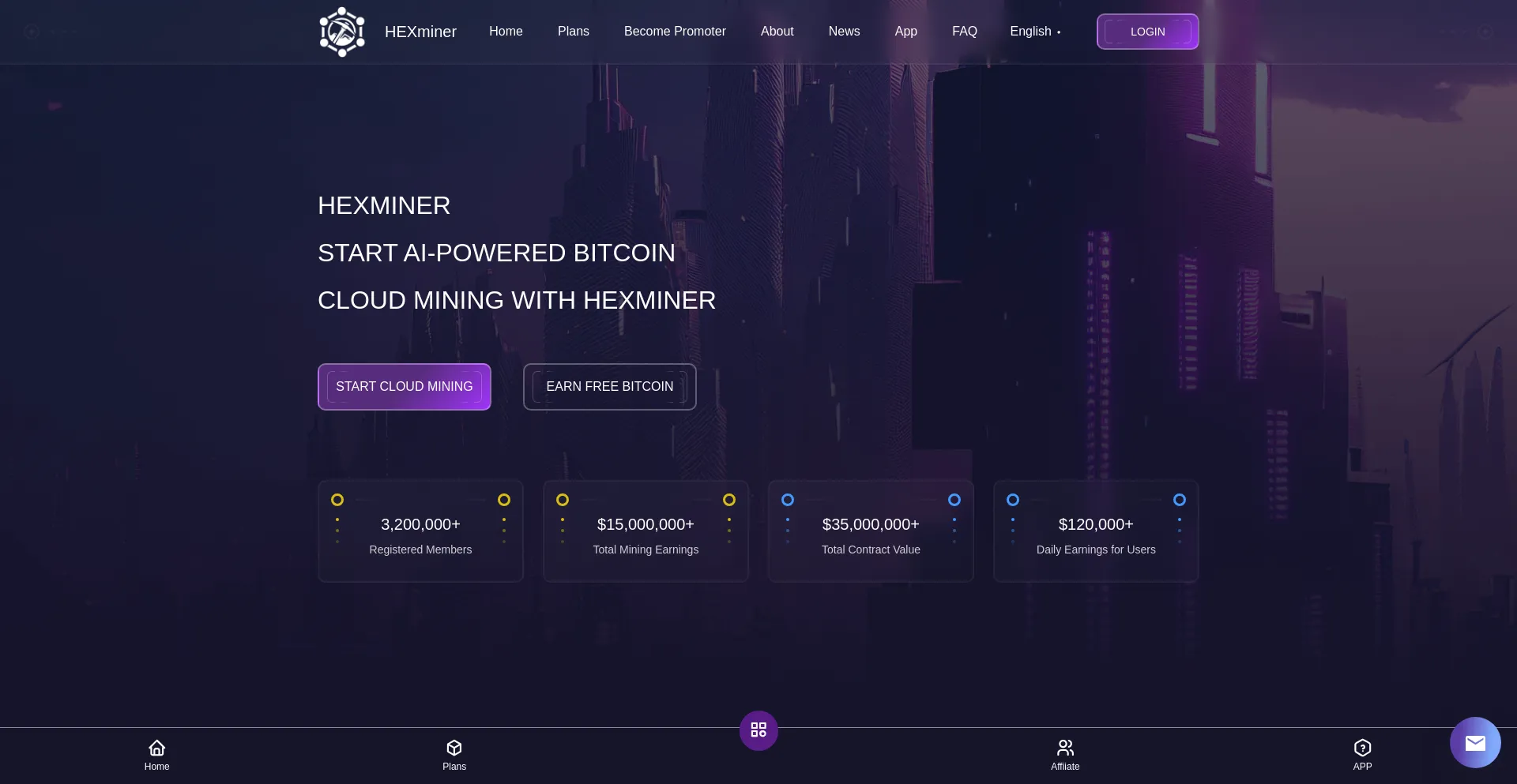 Website screenshot of Hexminer.vip