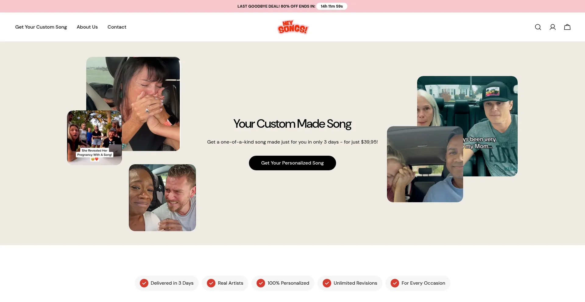 Website screenshot of Heysongs.com