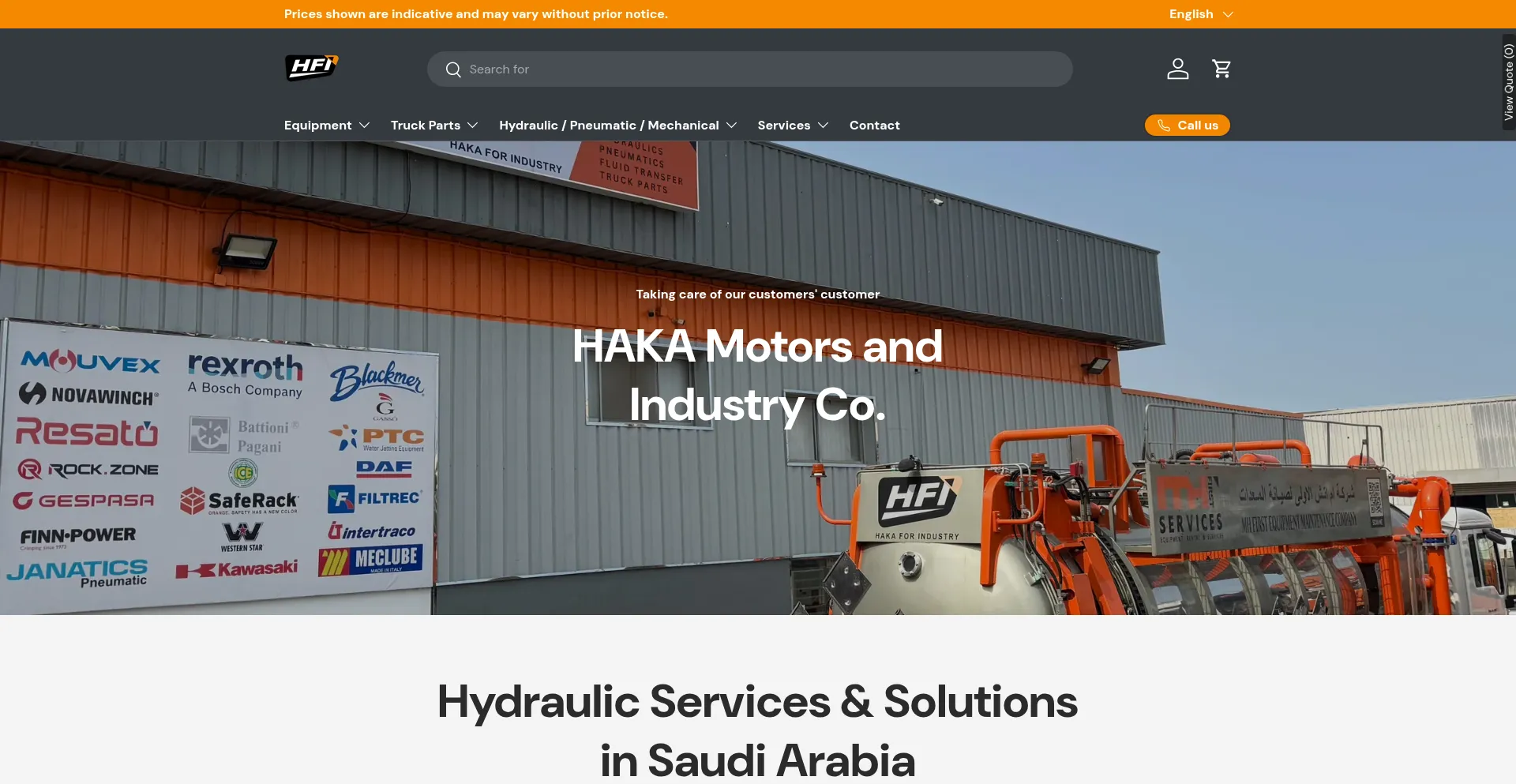 Website screenshot of Hfi.com.sa