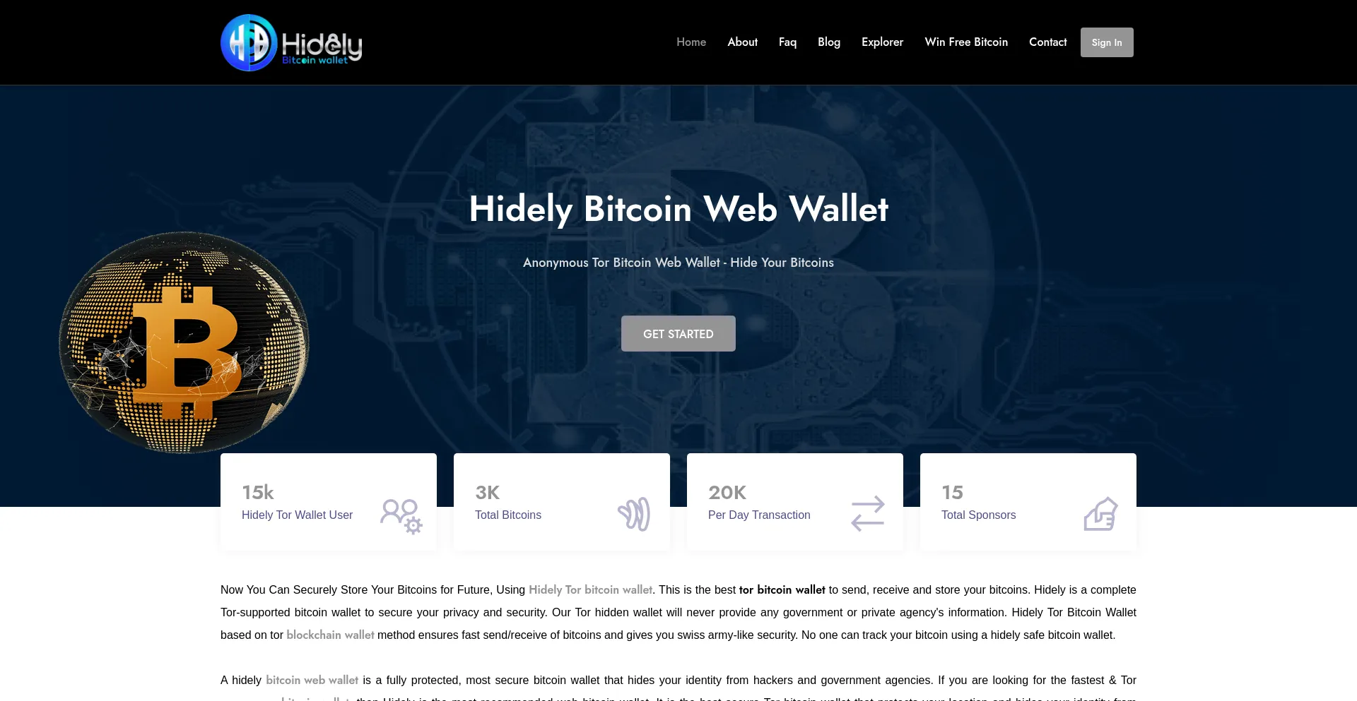 Website screenshot of Hidely.net