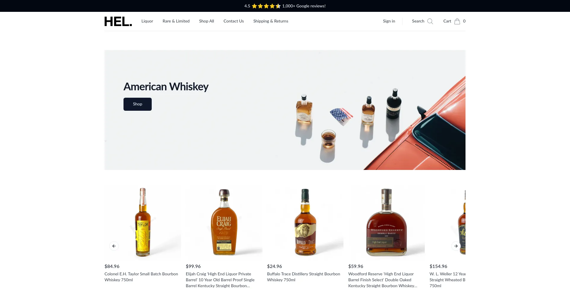 Website screenshot of Highendliquor.com