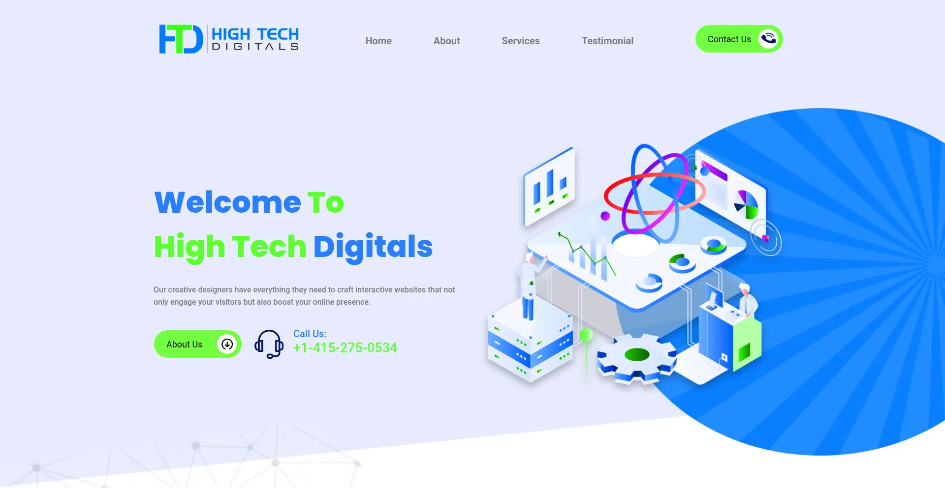 Website screenshot of Hightechdigitals.com
