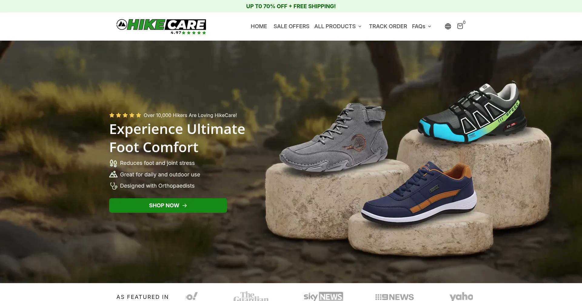 Website screenshot of Hikecare.com.au