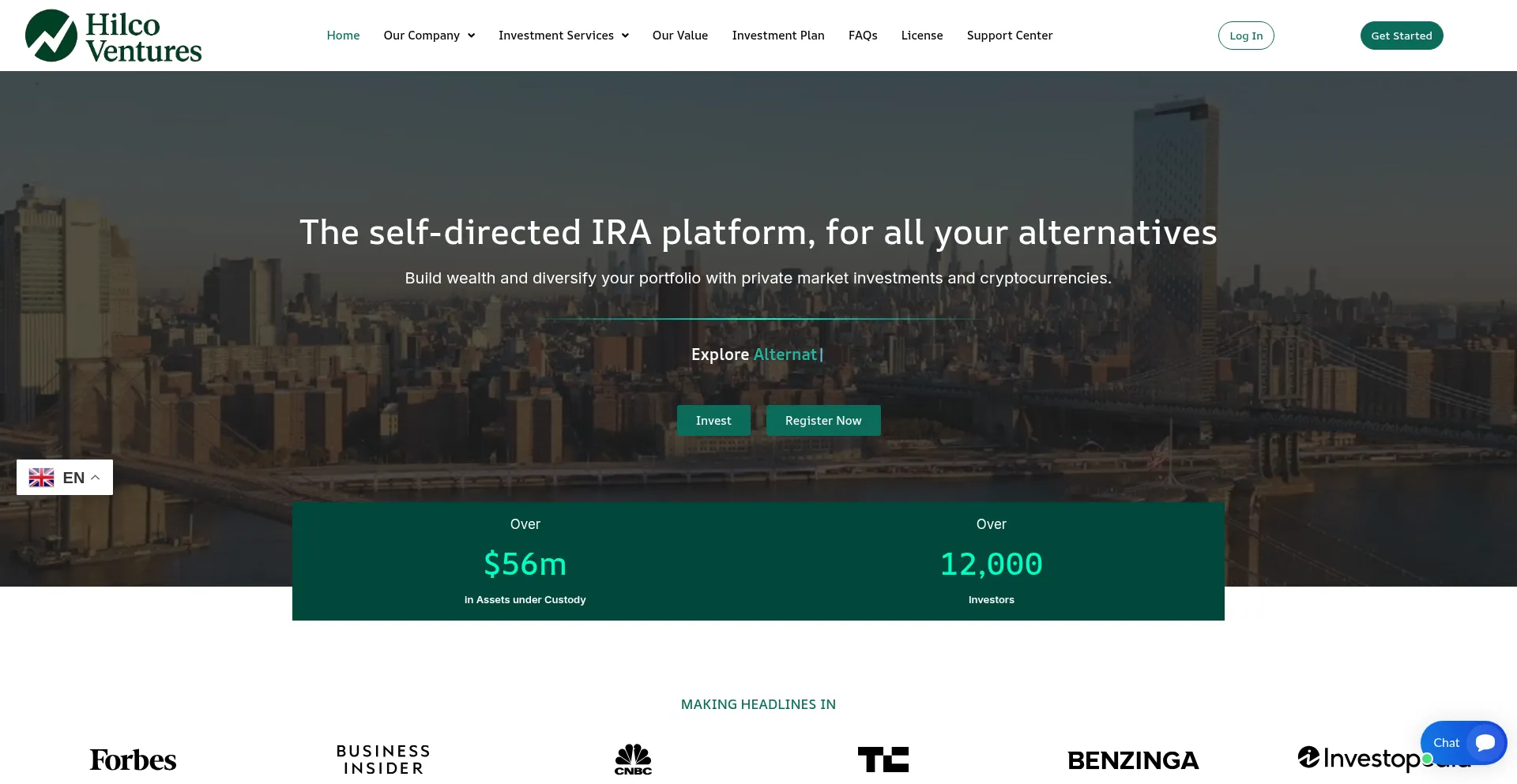 Website screenshot of Hilcoventures.com