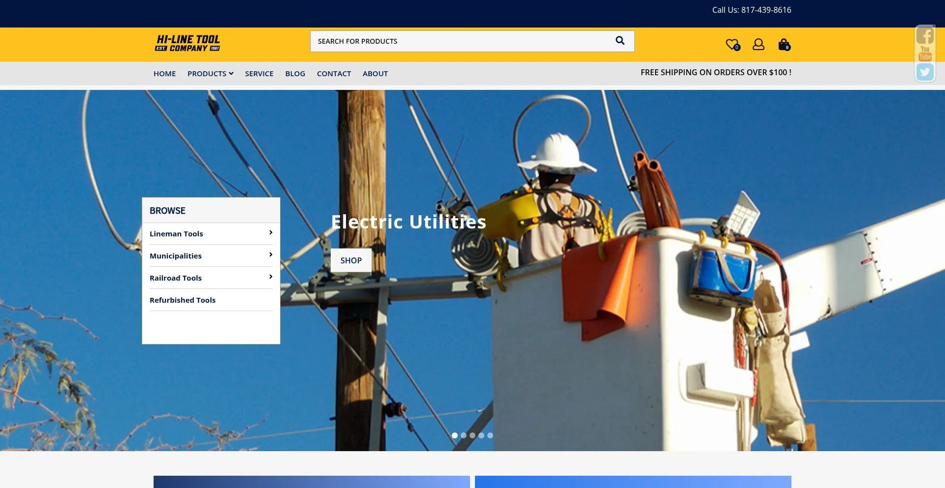 Website screenshot of Hilinetool.com