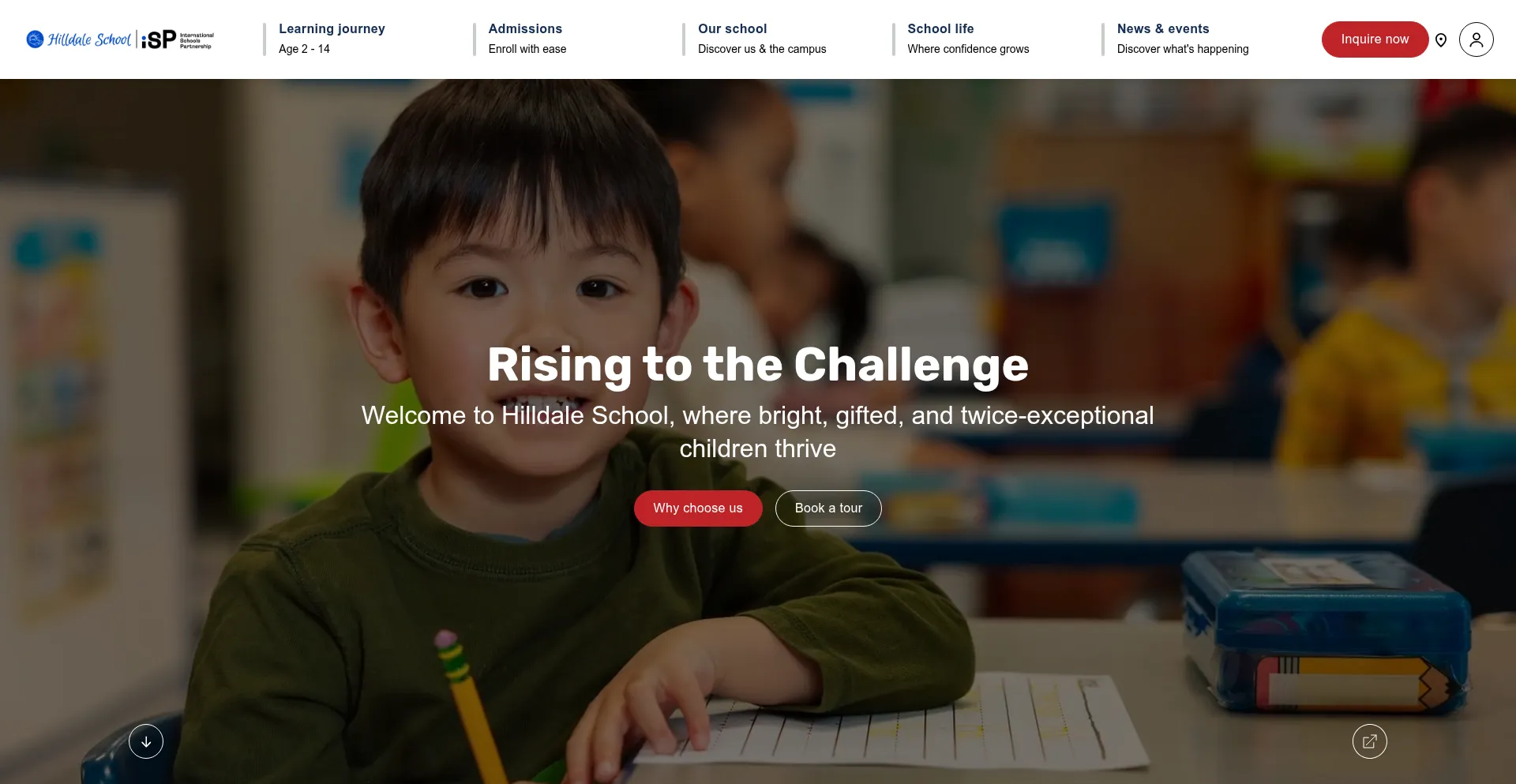 Website screenshot of Hilldaleschool.org