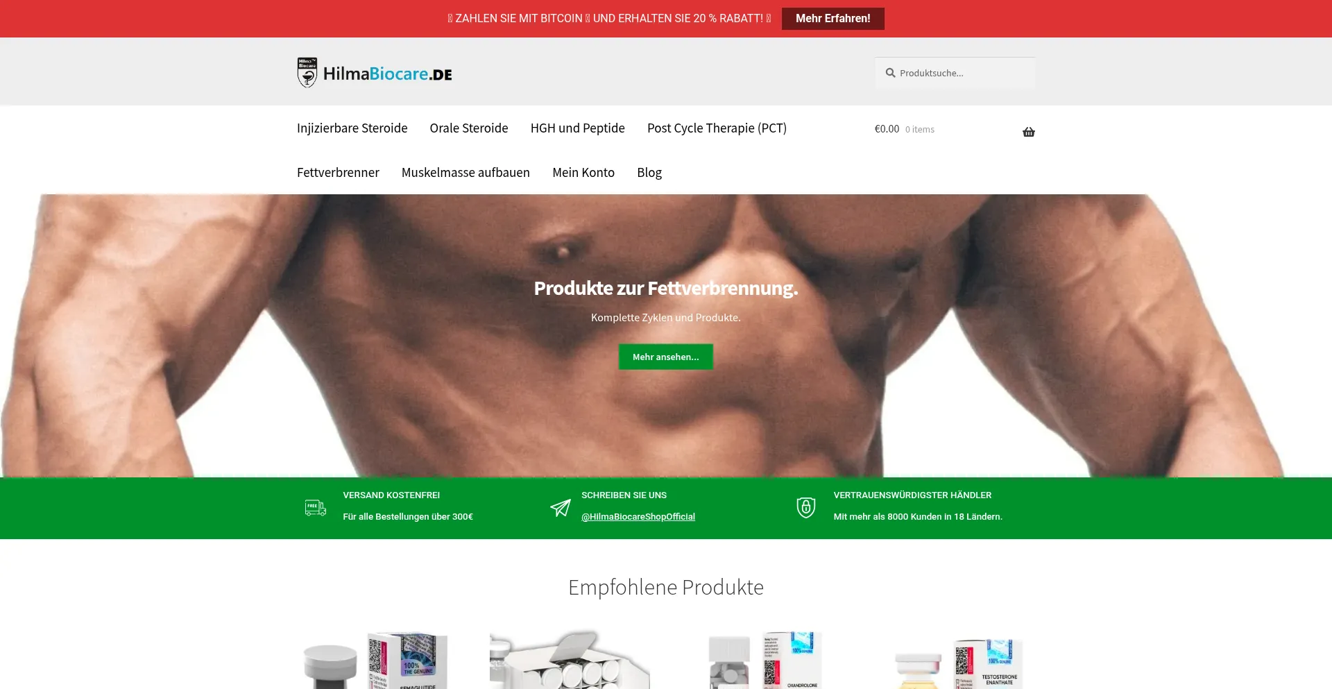 Website screenshot of Hilmabiocare.de