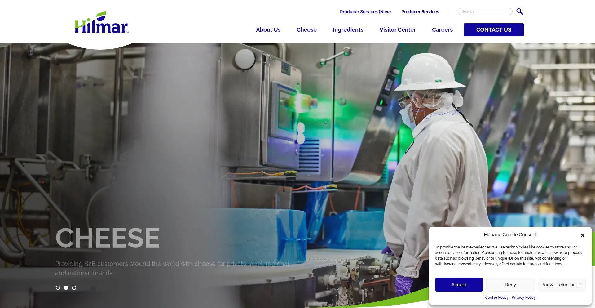 Website screenshot of Hilmar.com