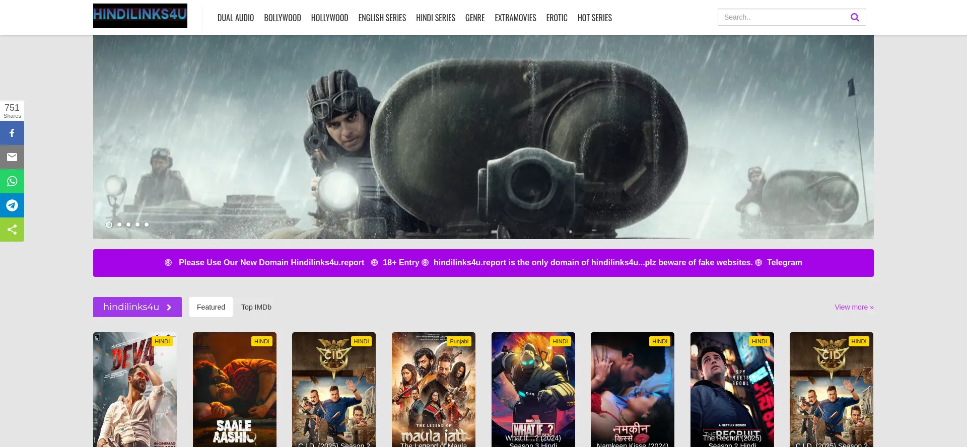 Website screenshot of Hindilinks4u.report