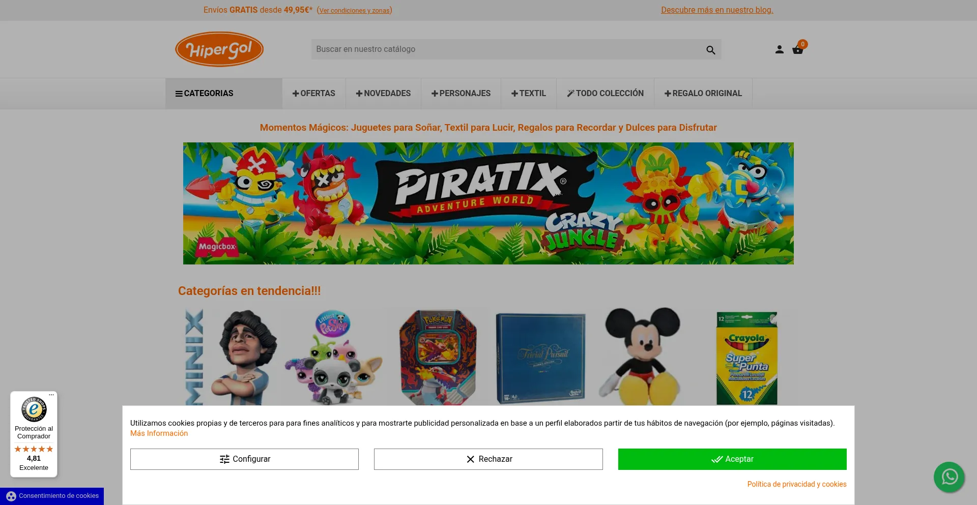Website screenshot of Hipergol.com