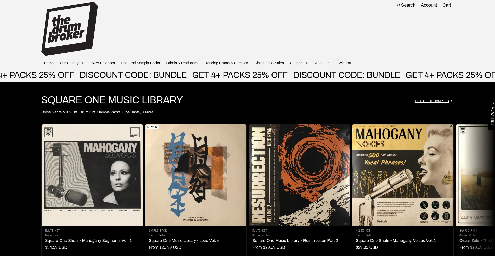 Website screenshot of Hiphopdrumsamples.com