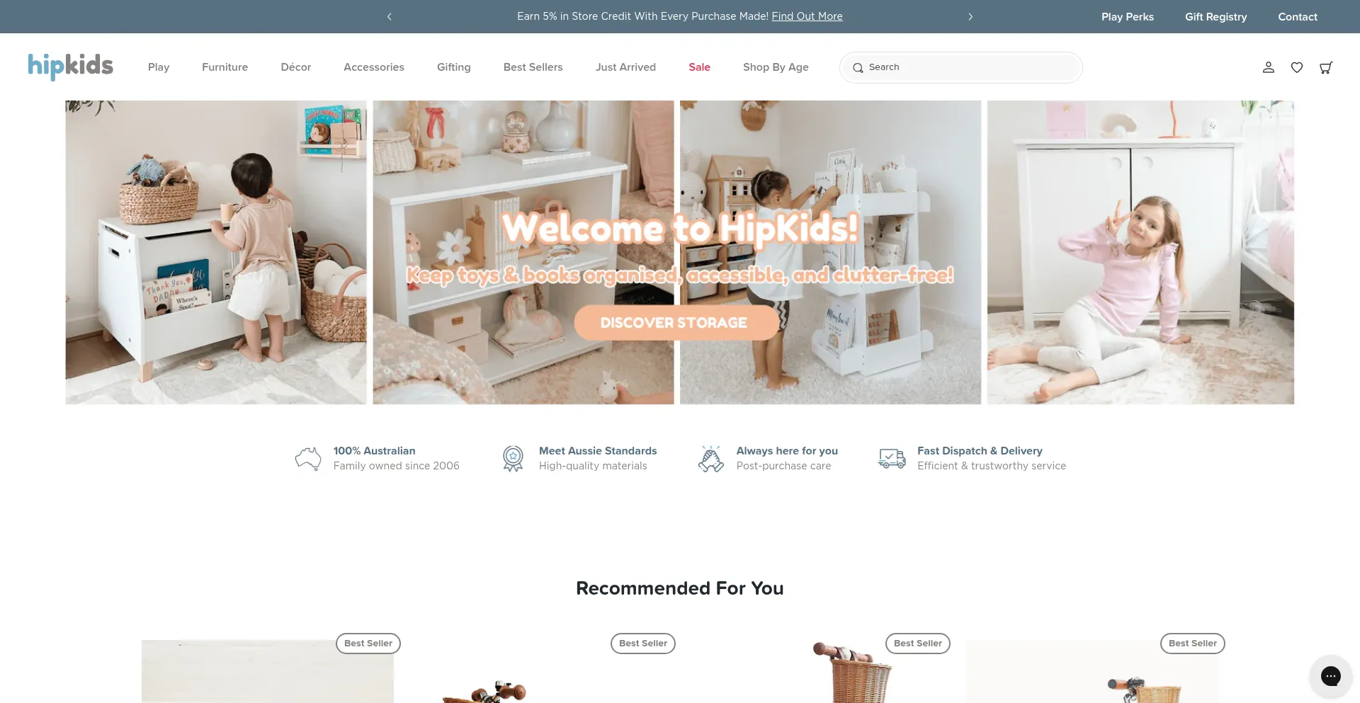 Website screenshot of Hipkids.com.au