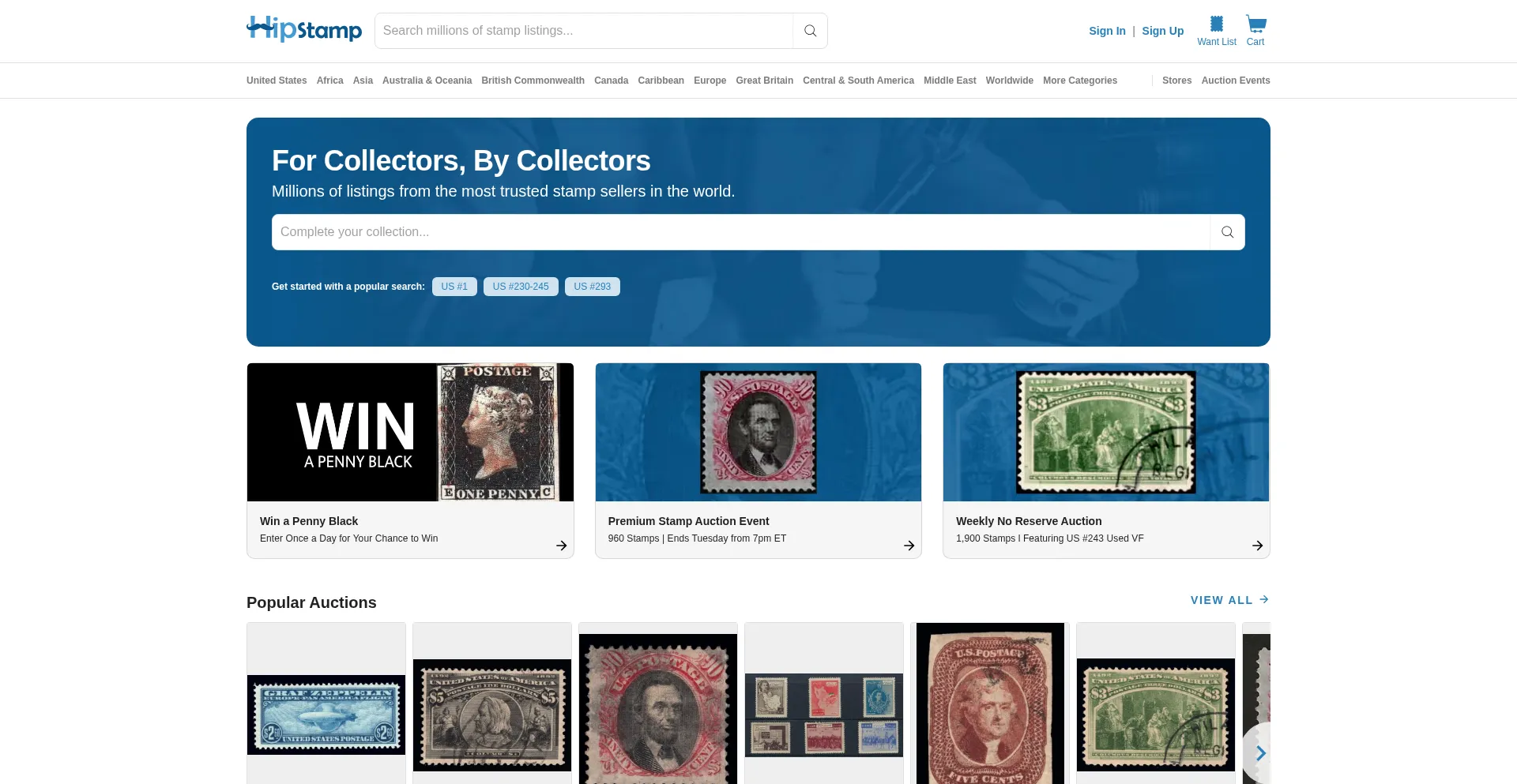 Website screenshot of Hipstamp.com