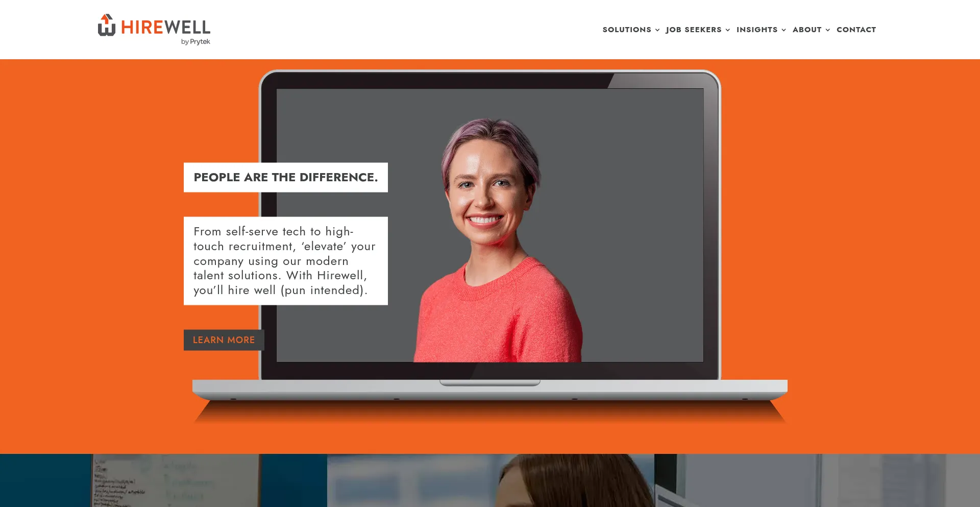 Website screenshot of Hirewell.com