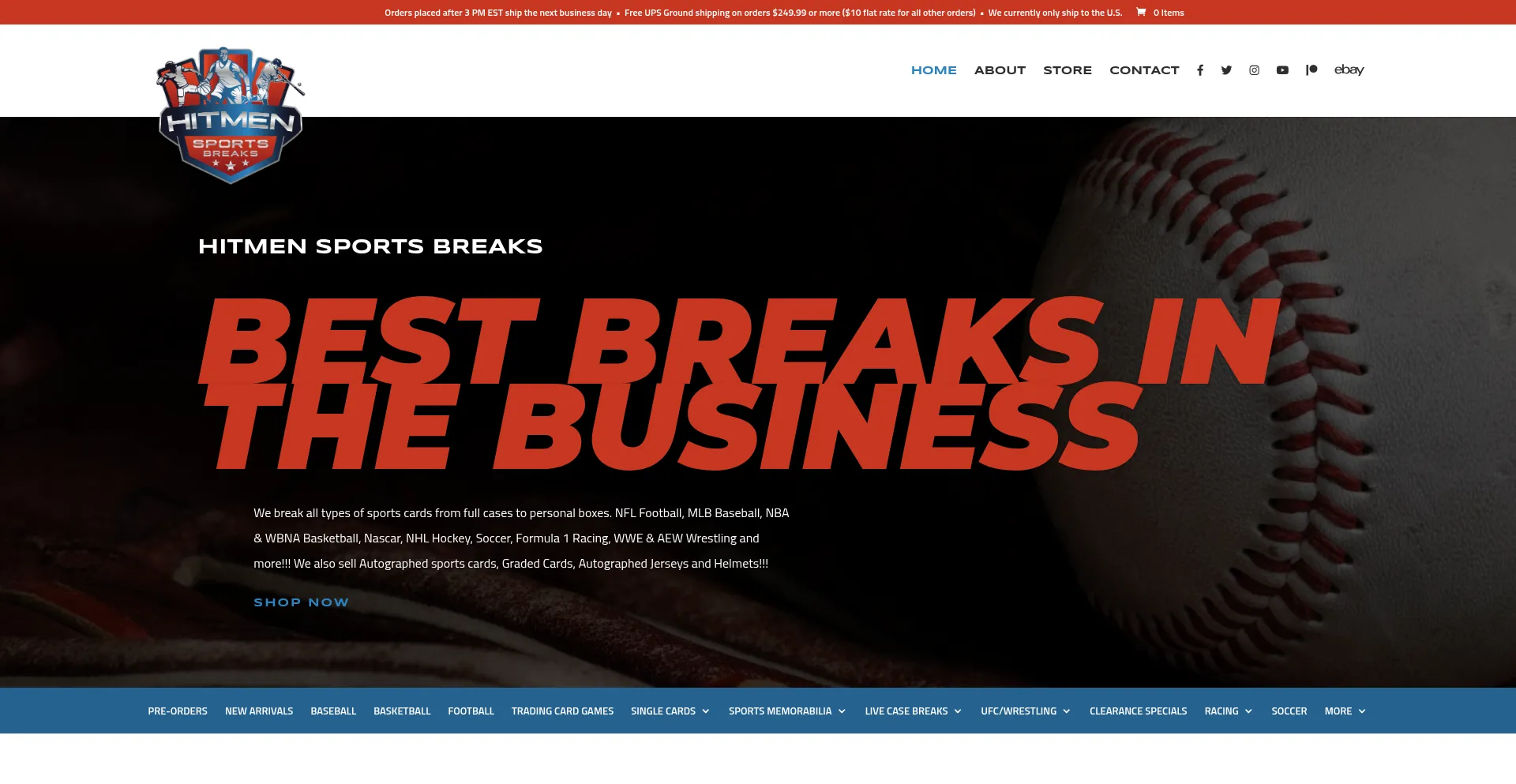 Website screenshot of Hitmensportsbreaks.com