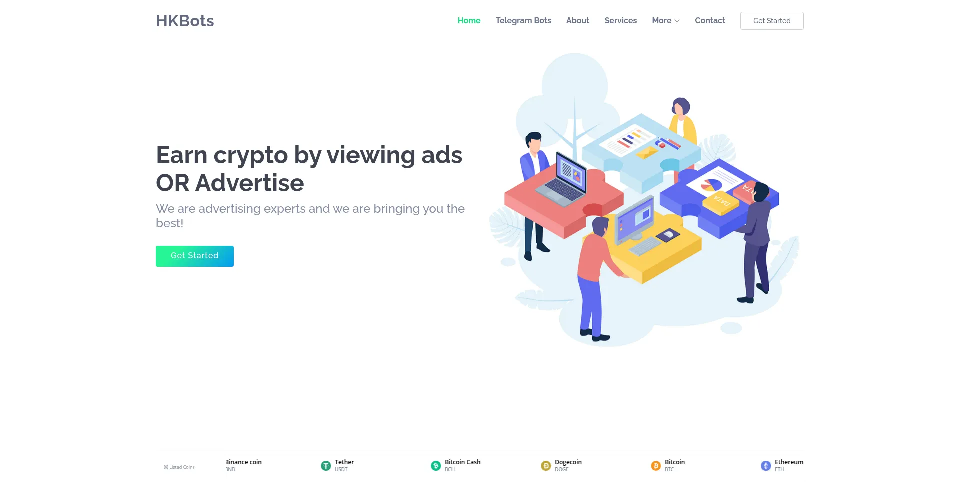 Website screenshot of Hkbots.xyz