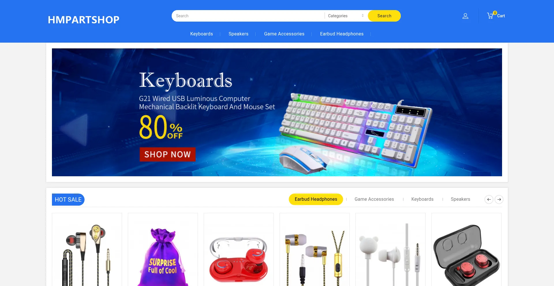 Website screenshot of Hmpartshop.com