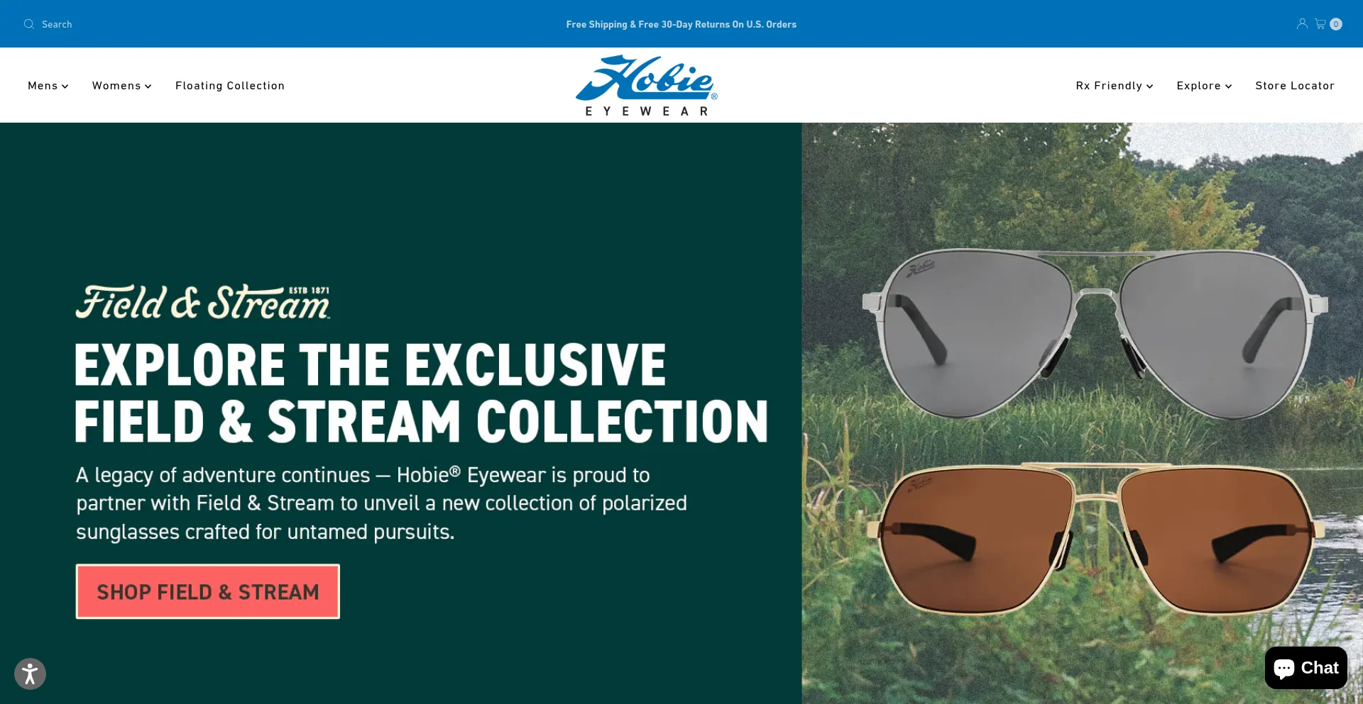 Website screenshot of Hobieeyewear.com