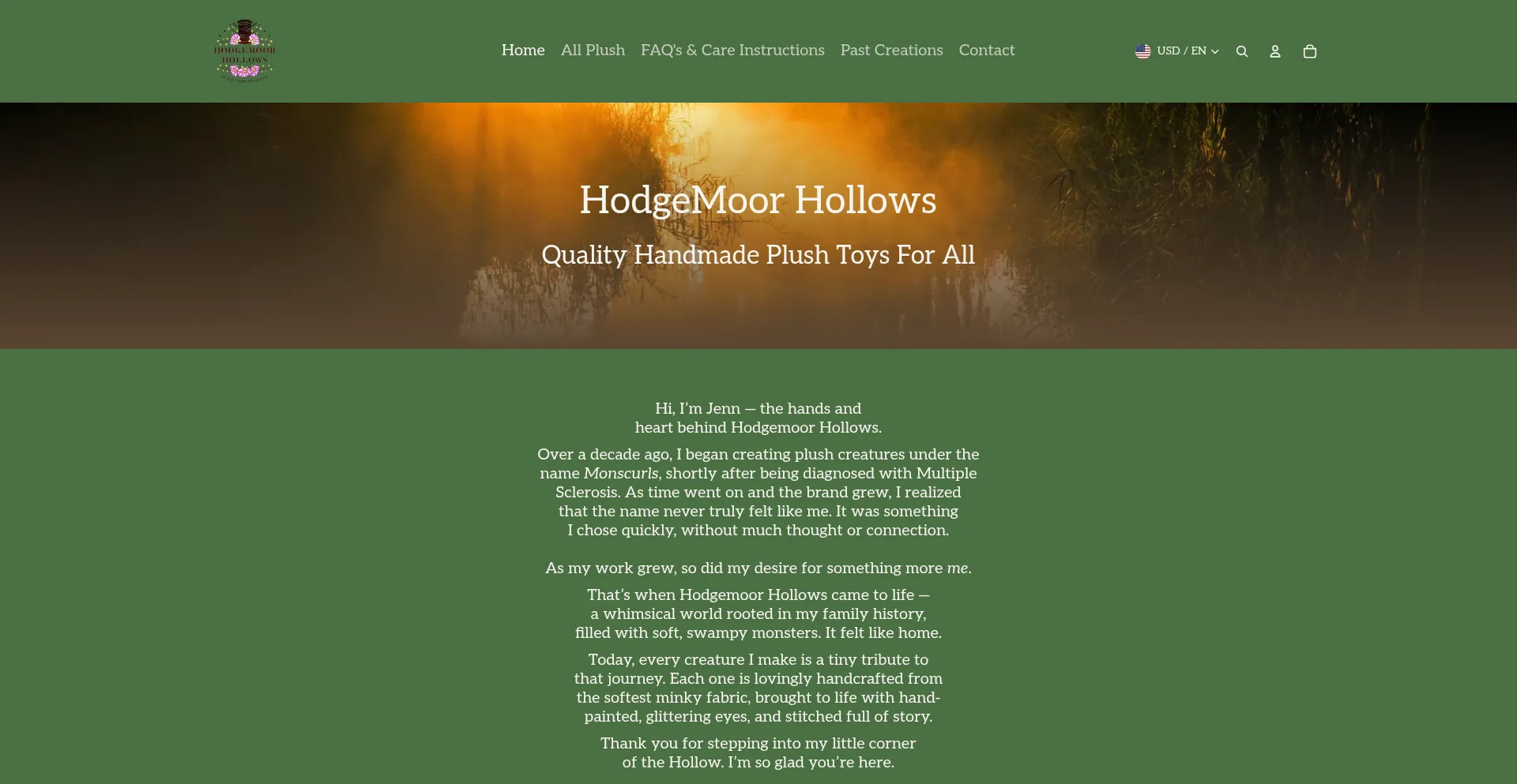 Website screenshot of Hodgemoorhollows.ca