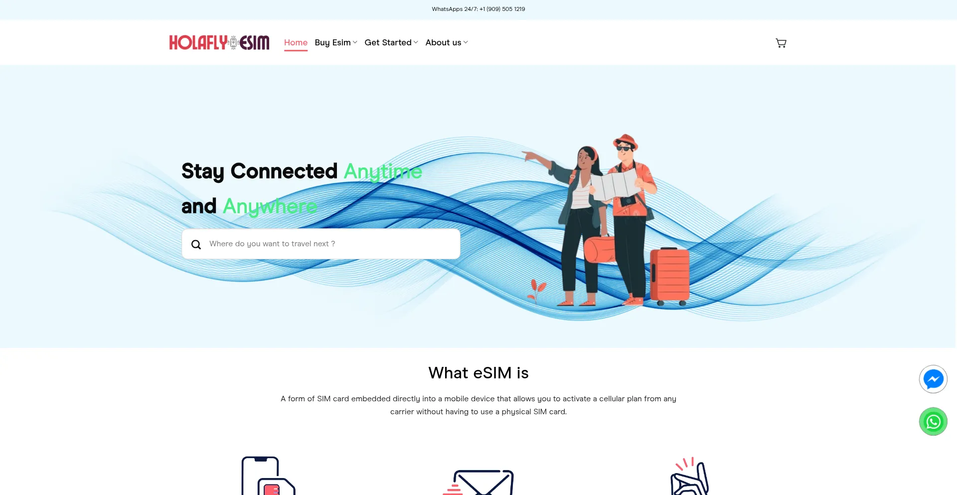 Website screenshot of Holafly-esim.com