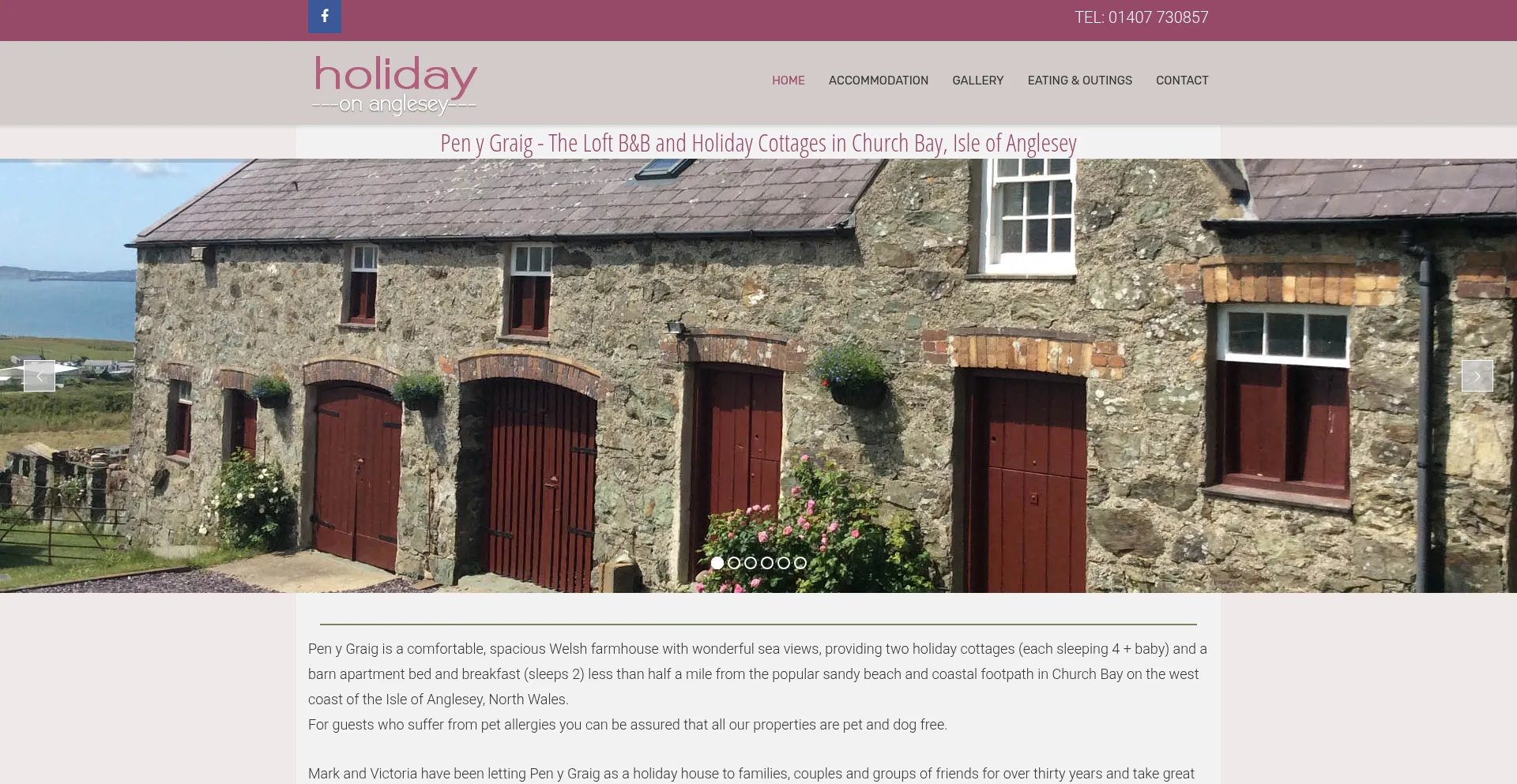 Website screenshot of Holidayonanglesey.co.uk