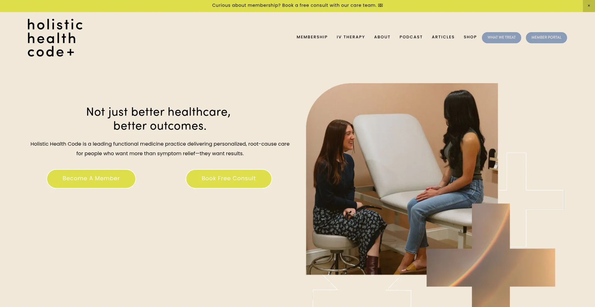 Website screenshot of Holistichealthcode.com