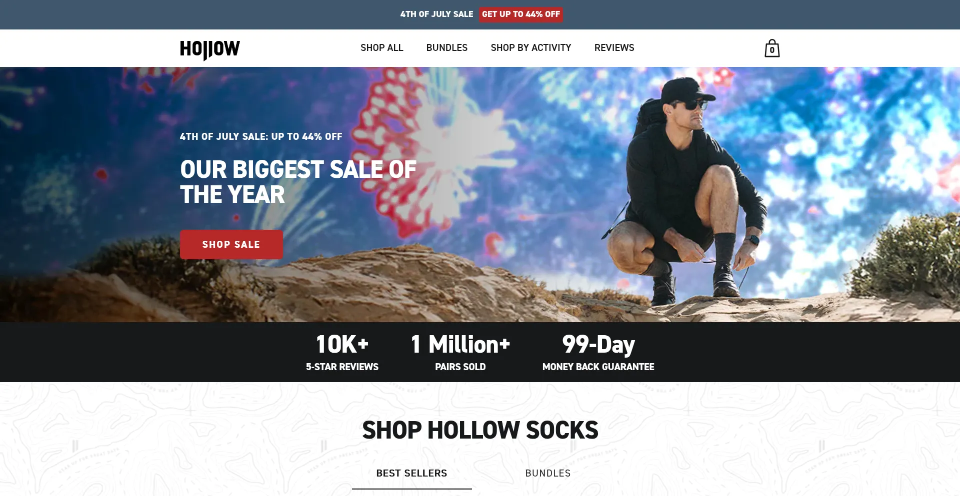 Website screenshot of Hollowsocks.com