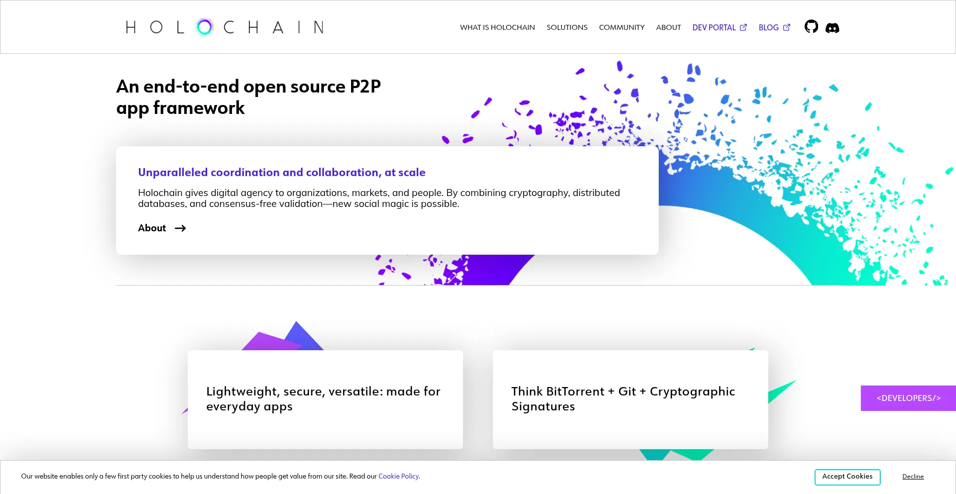 Website screenshot of Holochain.org