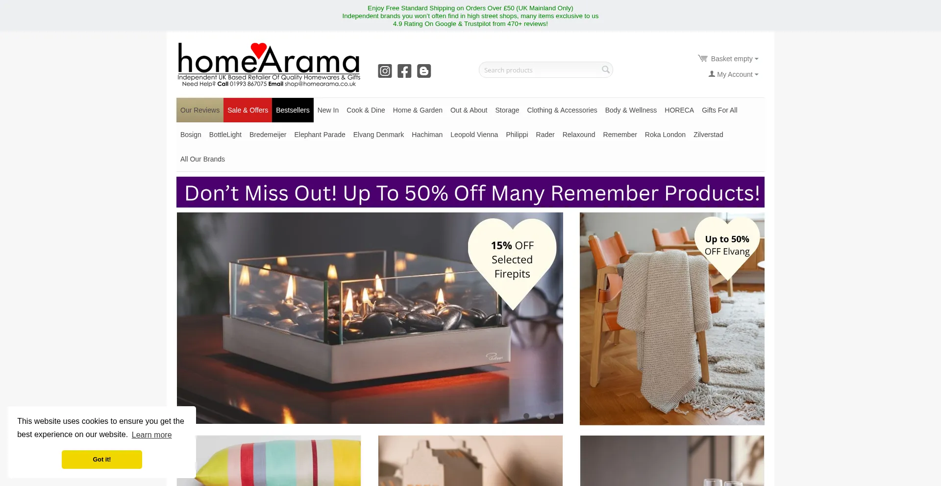 Website screenshot of Homearama.co.uk