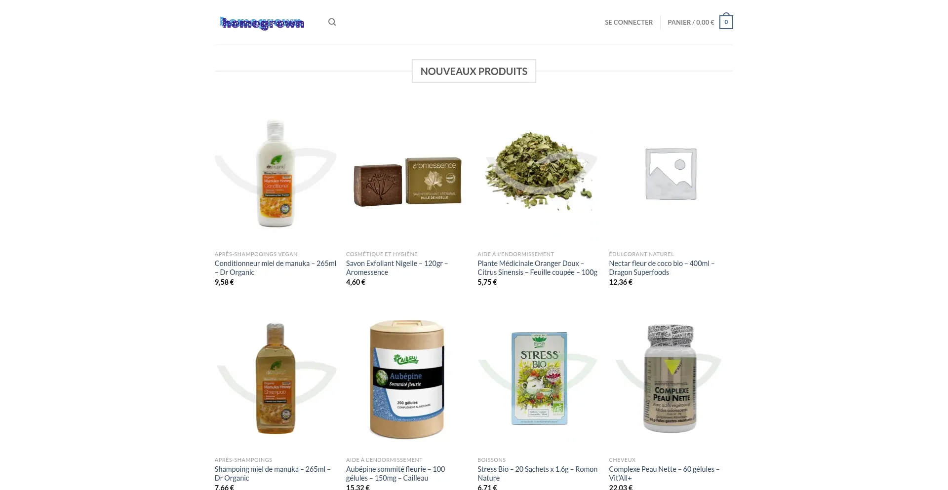 Website screenshot of Homegrown-shop.net