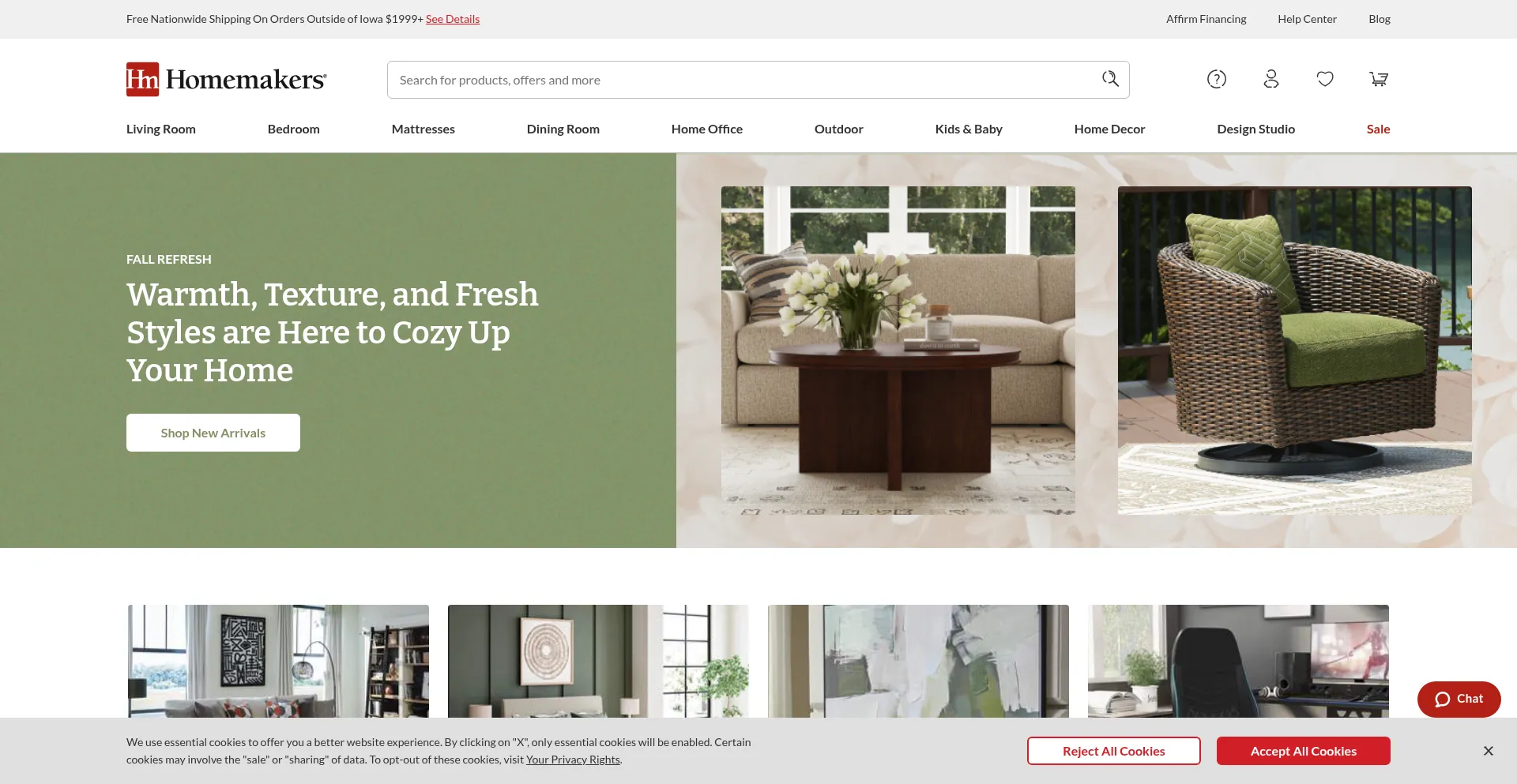 Website screenshot of Homemakers.com