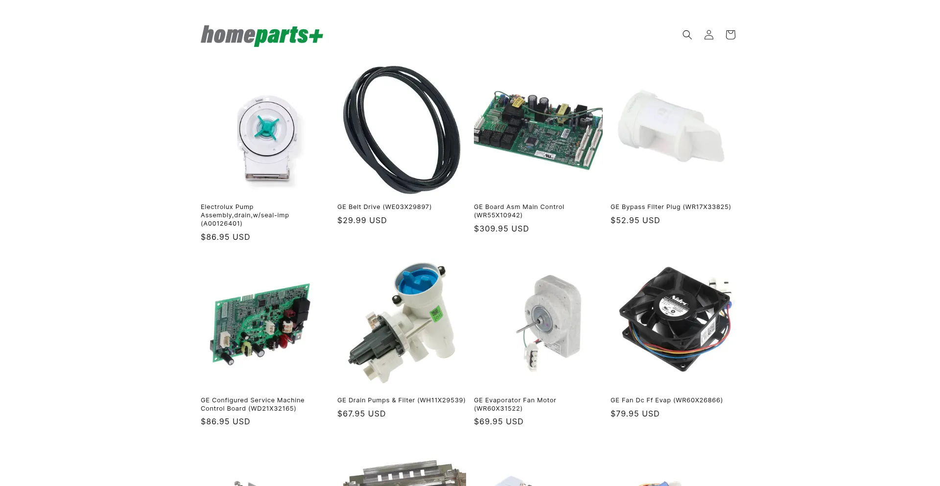 Website screenshot of Homepartsplus.com