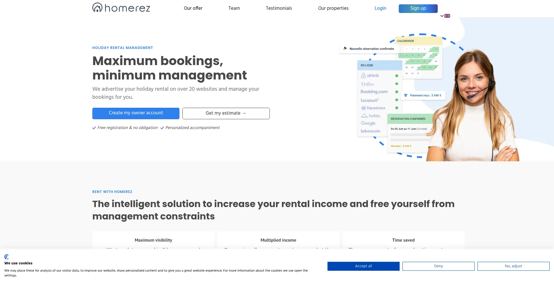 Website screenshot of Homerez.com