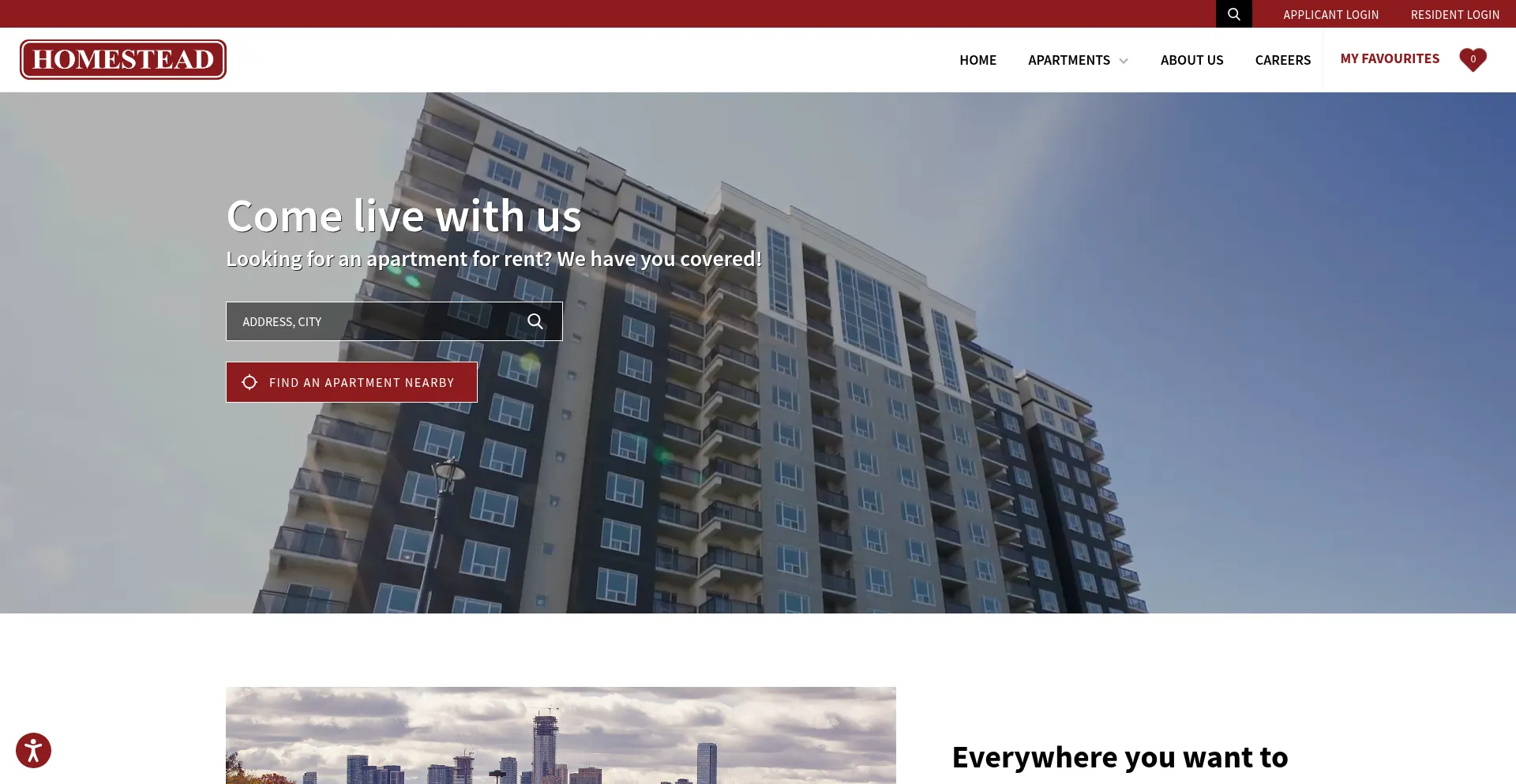 Website screenshot of Homestead.ca